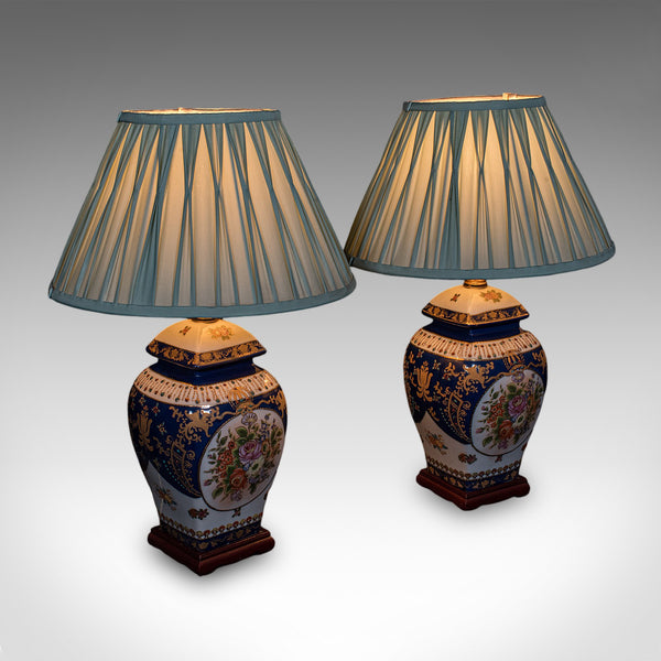 Pair Of Vintage Table Lamps, Oriental Ceramic, Accent Light, Hall, Lounge, Study
