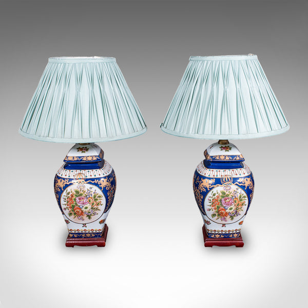 Pair Of Vintage Table Lamps, Oriental Ceramic, Accent Light, Hall, Lounge, Study