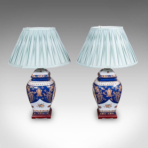 Pair Of Vintage Table Lamps, Oriental Ceramic, Accent Light, Hall, Lounge, Study