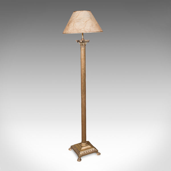 Vintage Standard Lamp, English, Brass, Room Light, Regency Revival, Mid Century