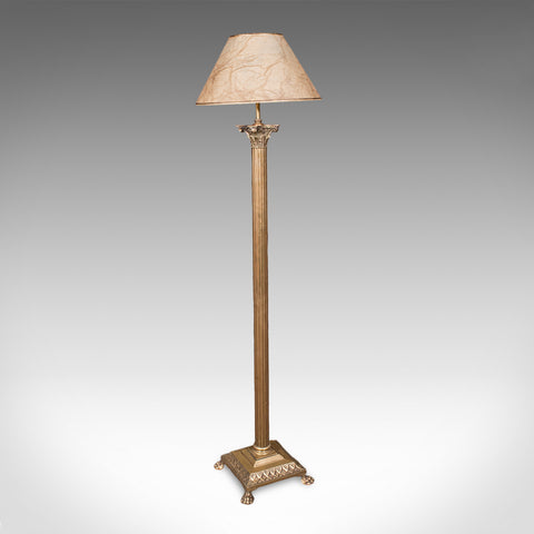 Vintage Standard Lamp, English, Brass, Room Light, Regency Revival, Mid Century