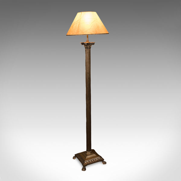 Vintage Standard Lamp, English, Brass, Room Light, Regency Revival, Mid Century