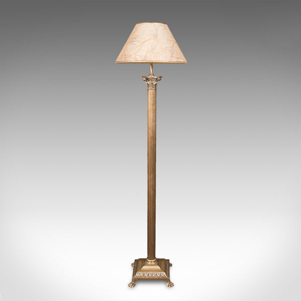 Vintage Standard Lamp, English, Brass, Room Light, Regency Revival, Mid Century