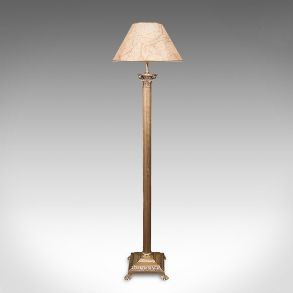 Vintage Standard Lamp, English, Brass, Room Light, Regency Revival, Mid Century