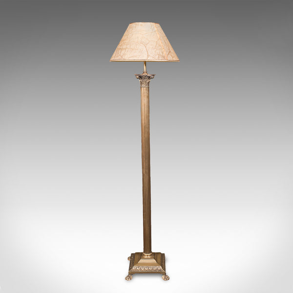 Vintage Standard Lamp, English, Brass, Room Light, Regency Revival, Mid Century