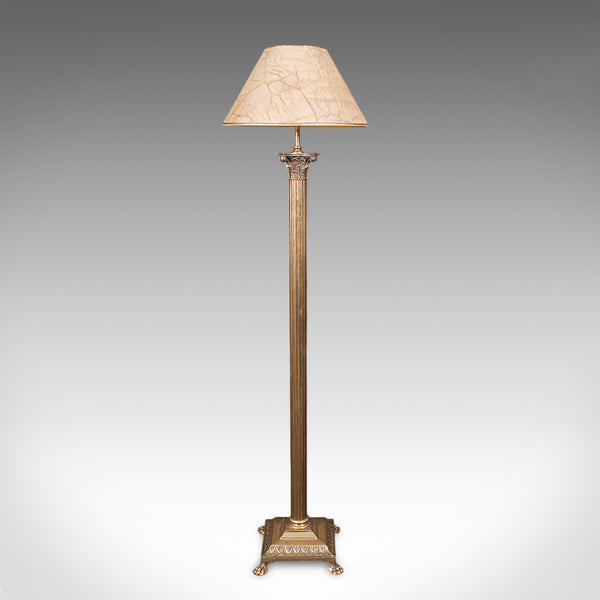 Vintage Standard Lamp, English, Brass, Room Light, Regency Revival, Mid Century