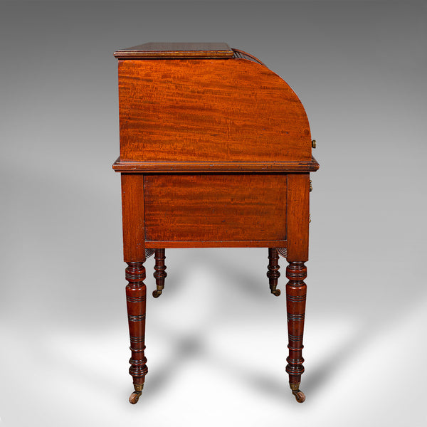 Antique Roll-Top Desk, English, Bureau, Aesthetic Period, Victorian, Circa 1880