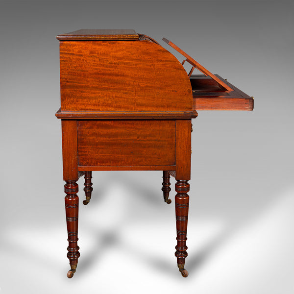 Antique Roll-Top Desk, English, Bureau, Aesthetic Period, Victorian, Circa 1880