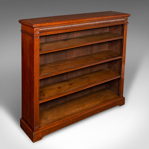 Antique Open Bookcase, English, Walnut, Bookshelf Cabinet, Victorian, Circa 1900