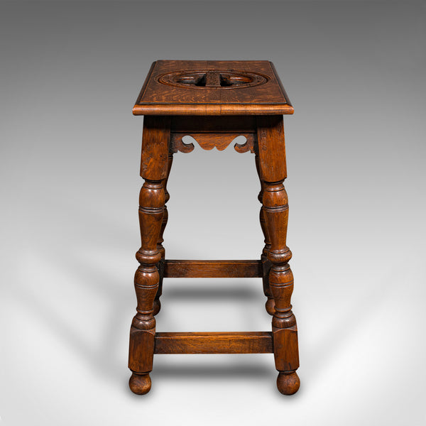 Antique Verger's Stool, English, Oak, Ecclesiastical, Hallway, Victorian, C.1900