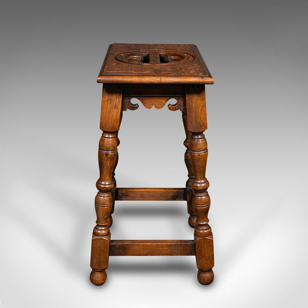 Antique Verger's Stool, English, Oak, Ecclesiastical, Hallway, Victorian, C.1900