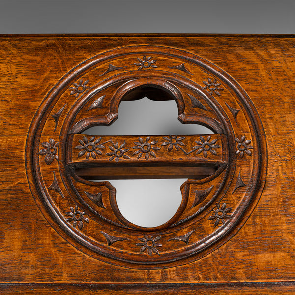 Antique Verger's Stool, English, Oak, Ecclesiastical, Hallway, Victorian, C.1900