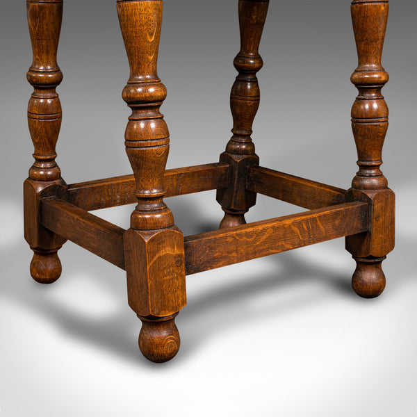 Antique Verger's Stool, English, Oak, Ecclesiastical, Hallway, Victorian, C.1900