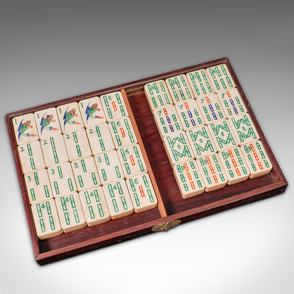 Vintage Mah-jong Set, Chinese, Cased Gaming Set, Bamboo, Mid 20th Century, 1960