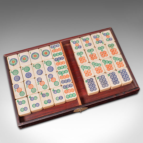 Vintage Mah-jong Set, Chinese, Cased Gaming Set, Bamboo, Mid 20th Century, 1960