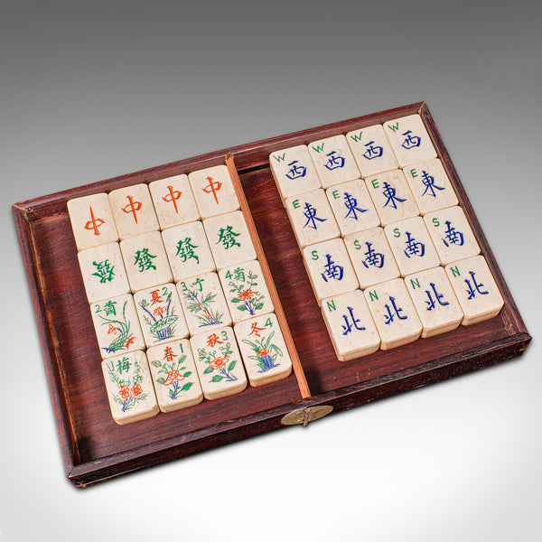 Vintage Mah-jong Set, Chinese, Cased Gaming Set, Bamboo, Mid 20th Century, 1960