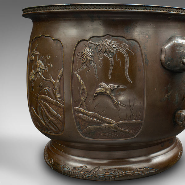 Antique Planter, Japanese, Bronze, Decorative Jardiniere, Edo, Victorian, C.1860