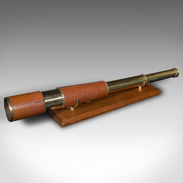 Antique 3 Draw Telescope, English, Brass, Leather, Terrestrial, Astro, Great War