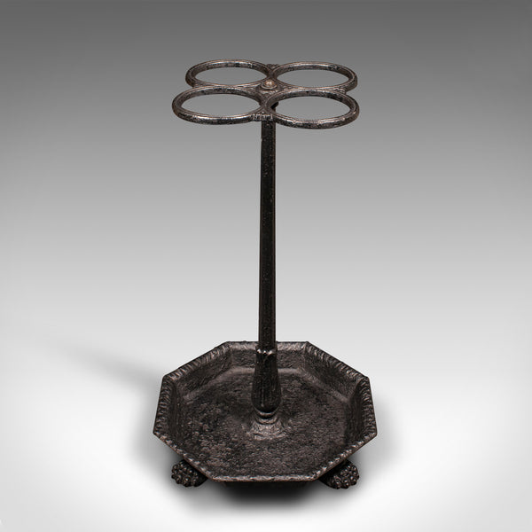 Antique 4 Division Umbrella Rack, English, Cast Iron, Hall Stick Stand, Georgian