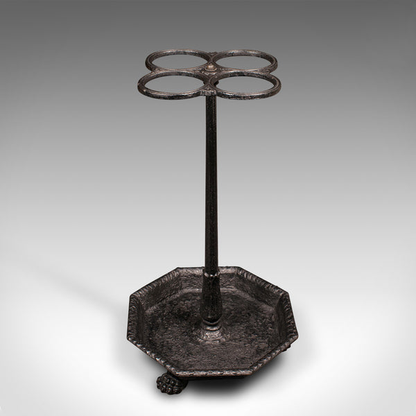 Antique 4 Division Umbrella Rack, English, Cast Iron, Hall Stick Stand, Georgian