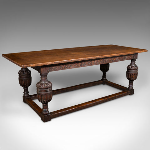 Large Antique Refectory Table, Scottish, Oak, 6-8 Seat, Gothic Taste, Victorian