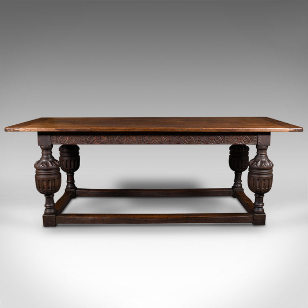 Large Antique Refectory Table, Scottish, Oak, 6-8 Seat, Gothic Taste, Victorian