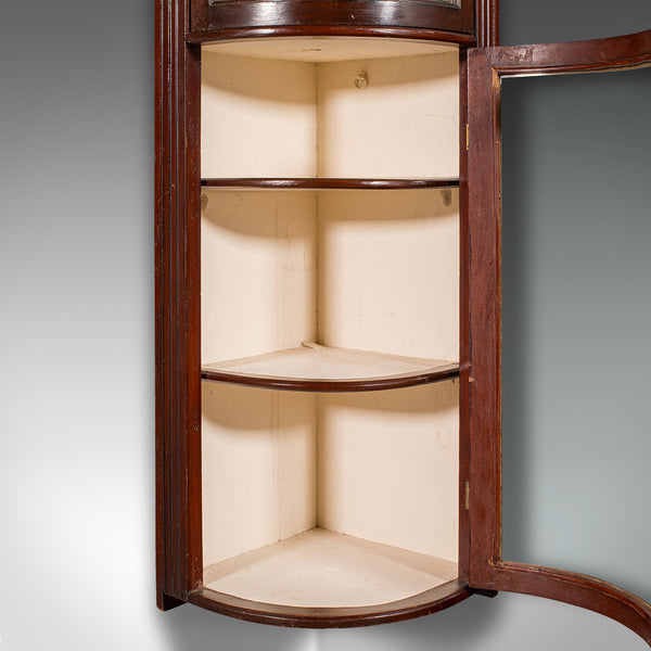 Antique Bow Front Corner Cabinet, English Pine, Chemist, Shop Display, Victorian