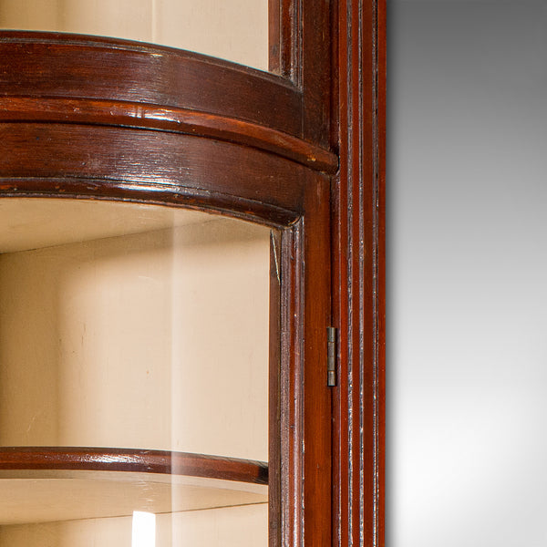 Antique Bow Front Corner Cabinet, English Pine, Chemist, Shop Display, Victorian