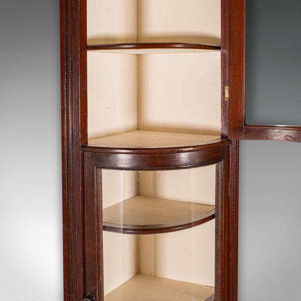 Antique Bow Front Corner Cabinet, English Pine, Chemist, Shop Display, Victorian