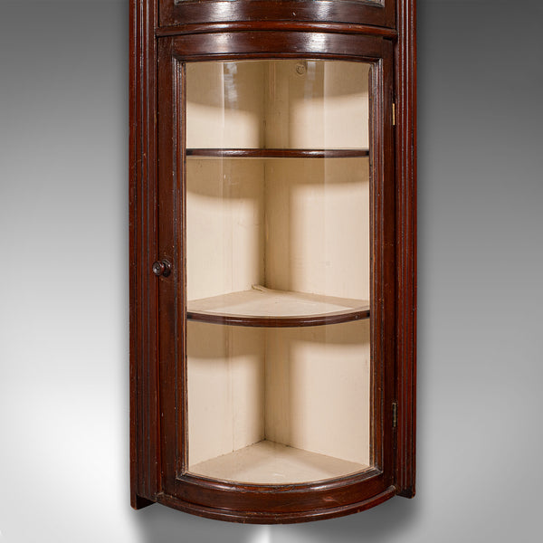 Antique Bow Front Corner Cabinet, English Pine, Chemist, Shop Display, Victorian