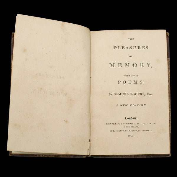 Antique Poetry Book, Pleasures of Memory, Samuel Rogers, English, Georgian, 1803