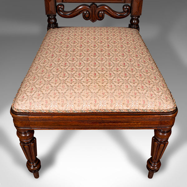 Antique Morning Room Chair, English, Silk Cotton, Side Seat, William IV, C.1835