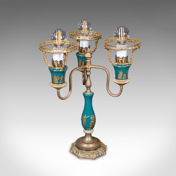 Vintage Three Branch Table Lamp, English, Accent Light, Neoclassical Revival