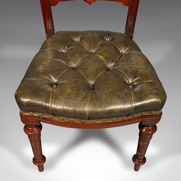 Set of 8 Antique Dining Chairs, English, Walnut, Leather, Victorian, Circa 1870