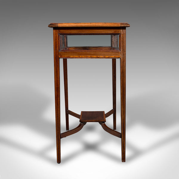 Antique Bijouterie Table, English, Walnut, Display Cabinet on Stand, Edwardian