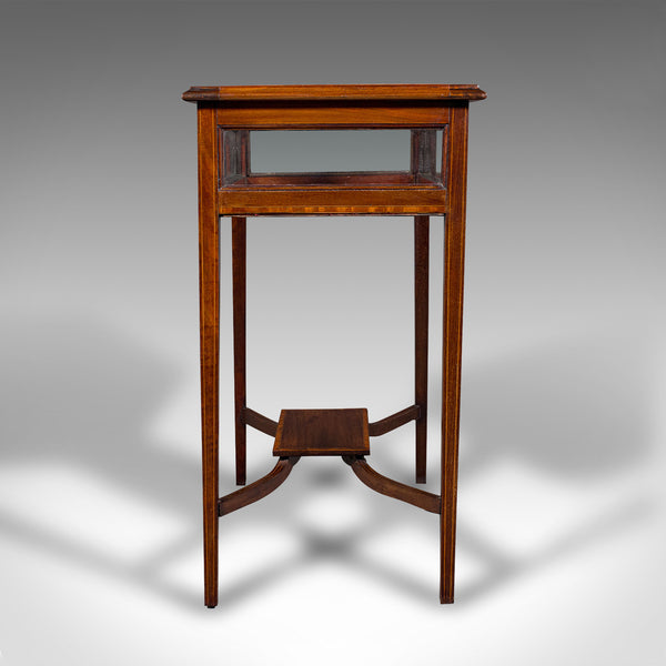 Antique Bijouterie Table, English, Walnut, Display Cabinet on Stand, Edwardian
