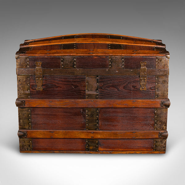 Antique Dome Topped Chest, English, Pine, Shipping Trunk, Victorian, Circa 1870