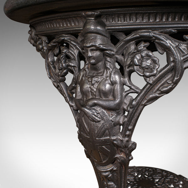 Antique Britannia Table, English, Cast Iron, Marble, Wine, Side, Victorian, 1850