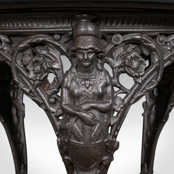 Antique Britannia Table, English, Cast Iron, Marble, Wine, Side, Victorian, 1850