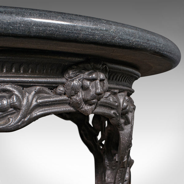 Antique Britannia Table, English, Cast Iron, Marble, Wine, Side, Victorian, 1850