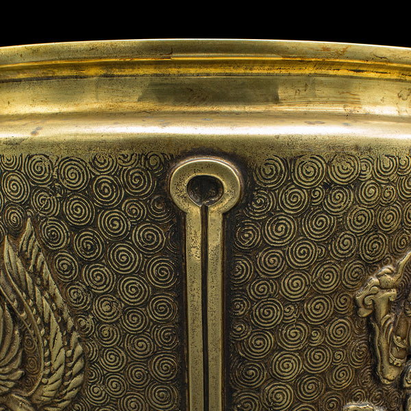 Antique Decorative Planter, Chinese, Bronze, Jardiniere, Qing Dynasty, Victorian