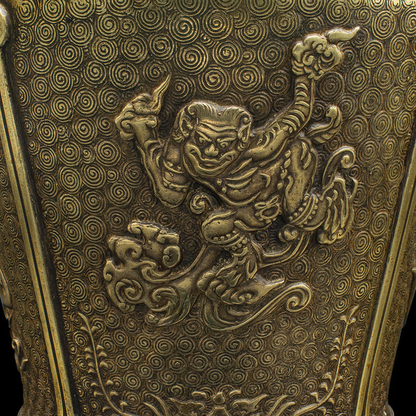 Antique Decorative Planter, Chinese, Bronze, Jardiniere, Qing Dynasty, Victorian