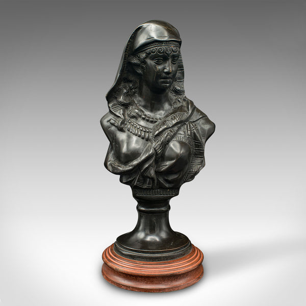 Antique Portrait Bust, French, Decor, Female Bronze Statue, Victorian, C.1900