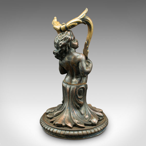 Pair Of Antique Decorative Cherubs, English, Bronze, Doorstops, Victorian, 1900