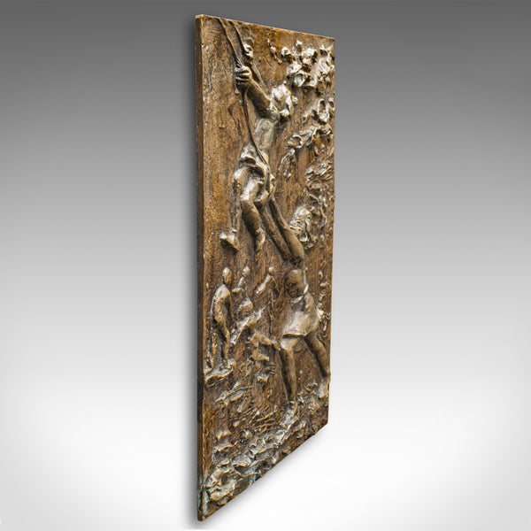 Vintage Decorative Relief Plaque, English, Bronze Plate, Mid Century, Circa 1950