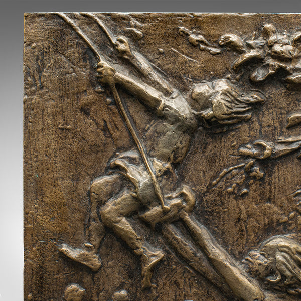 Vintage Decorative Relief Plaque, English, Bronze Plate, Mid Century, Circa 1950
