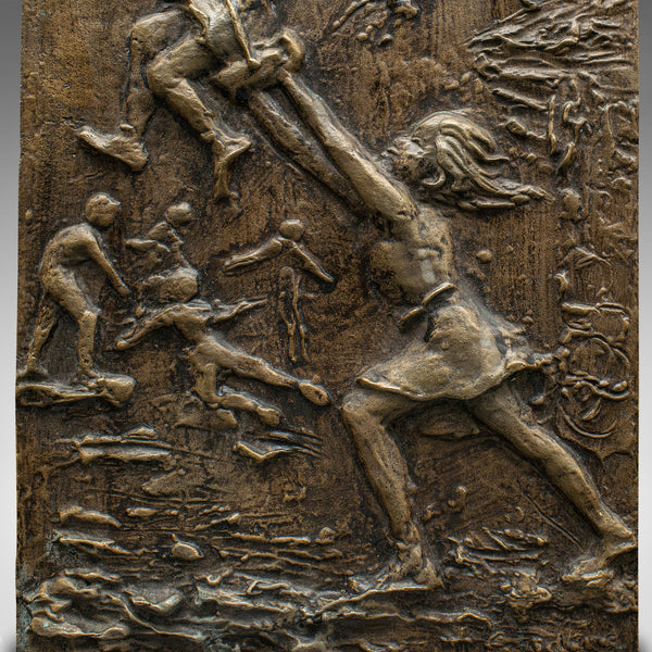 Vintage Decorative Relief Plaque, English, Bronze Plate, Mid Century, Circa 1950