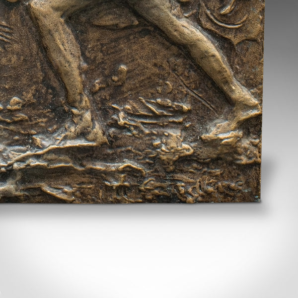 Vintage Decorative Relief Plaque, English, Bronze Plate, Mid Century, Circa 1950