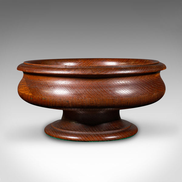 Antique Fruit Bowl, English, Turned Oak, Display Dish, Arts & Crafts, Victorian
