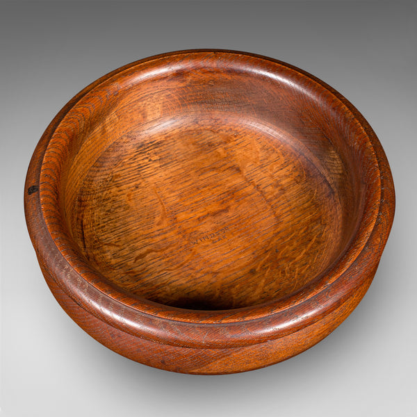 Antique Fruit Bowl, English, Turned Oak, Display Dish, Arts & Crafts, Victorian